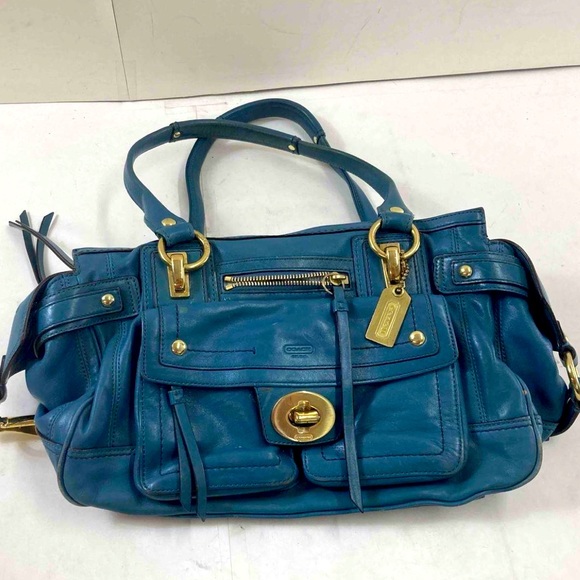 Coach Lindsay Blue Bag Tote Purse Limited Edition Rare Retail $599 - Picture 1 of 4